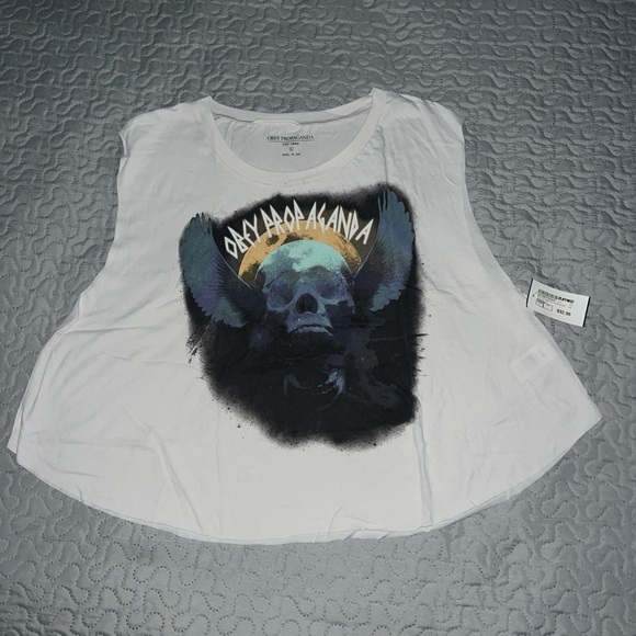 NWT Obey Ride the winds skull loose tank top shirt cut off raw hems large - Picture 3 of 5